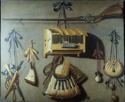 Still Life with Hunting Gear by Johannes Leemans